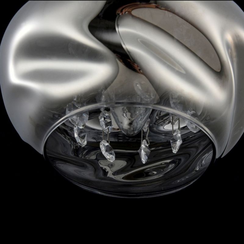 Ceiling Lights - Haze - Smoky Dull Glass with Crystal Single Pendant Maytoni-P244-PL-01-N - Haze - Smoky Dull Glass with Crystal Single Pendant