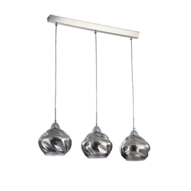 Kitchen Lights - Haze - Smoky Dull Glass with Crystal 3 Light over Island Fitting Maytoni-P244-PL-03-N - Haze - Smoky Dull Glass with Crystal 3 Light over Island Fitting