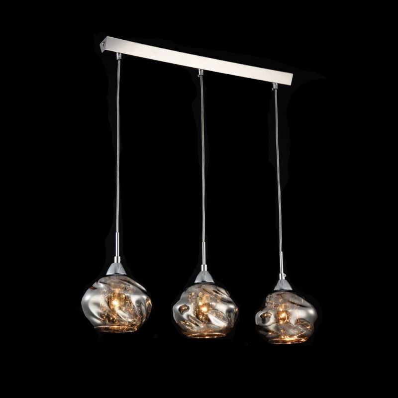 Kitchen Lights - Haze - Smoky Dull Glass with Crystal 3 Light over Island Fitting Maytoni-P244-PL-03-N - Haze - Smoky Dull Glass with Crystal 3 Light over Island Fitting