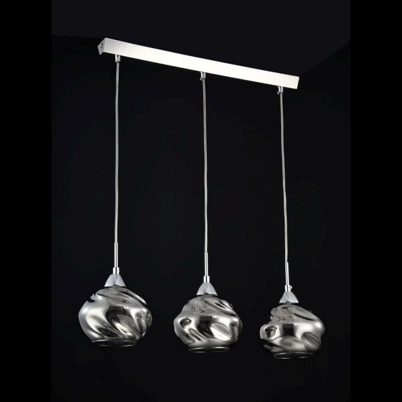 Kitchen Lights - Haze - Smoky Dull Glass with Crystal 3 Light over Island Fitting Maytoni-P244-PL-03-N - Haze - Smoky Dull Glass with Crystal 3 Light over Island Fitting