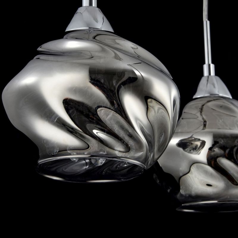 Kitchen Lights - Haze - Smoky Dull Glass with Crystal 3 Light over Island Fitting Maytoni-P244-PL-03-N - Haze - Smoky Dull Glass with Crystal 3 Light over Island Fitting