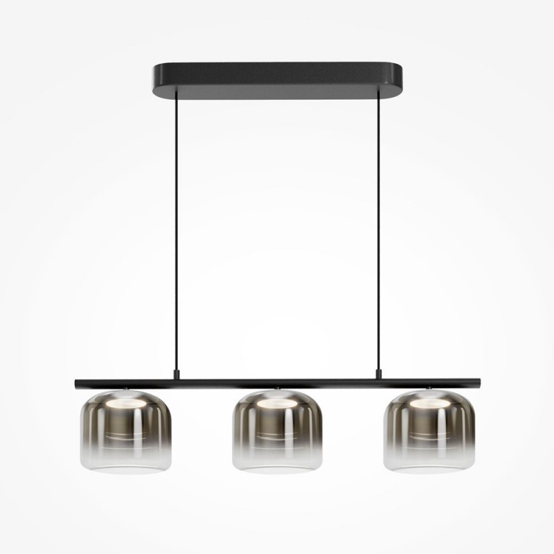 Maytoni-MOD286PL-L12B3K - Spirito - Black 3 Light LED over Island Fitting with Ombre Smoked Glass