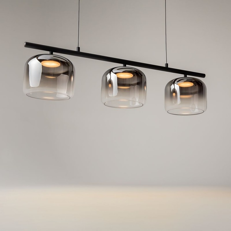 Maytoni-MOD286PL-L12B3K - Spirito - Black 3 Light LED over Island Fitting with Ombre Smoked Glass