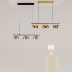 Spirito - Black 3 Light LED over Island Fitting with Ombre Smoked Glass