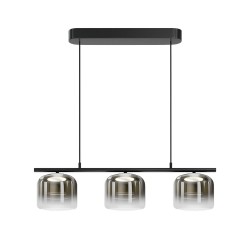 Spirito - Black 3 Light LED over Island Fitting with Ombre Smoked Glass