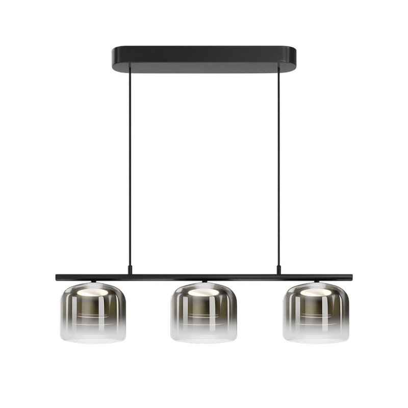Maytoni-MOD286PL-L12B3K - Spirito - Black 3 Light LED over Island Fitting with Ombre Smoked Glass