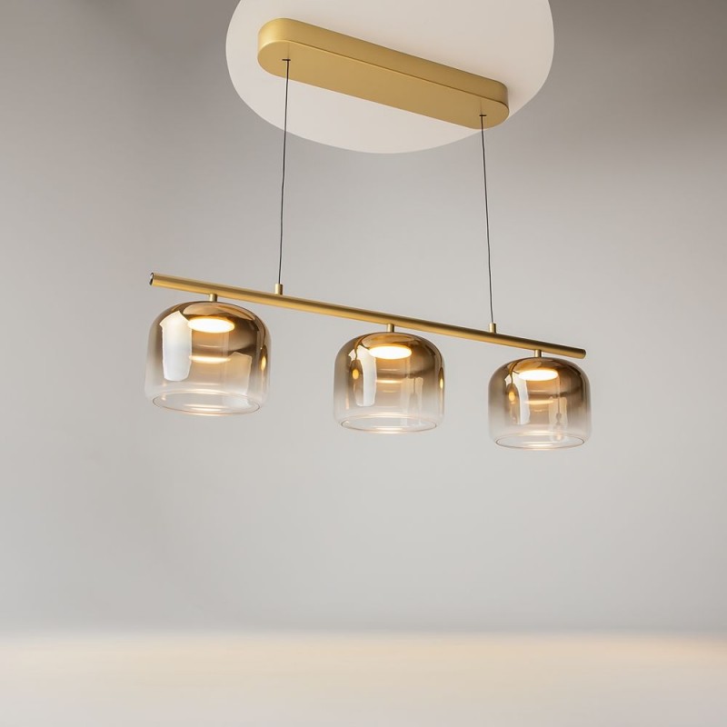Maytoni-MOD286PL-L12G3K - Spirito - Gold 3 Light LED over Island Fitting with Ombre Gold Glass