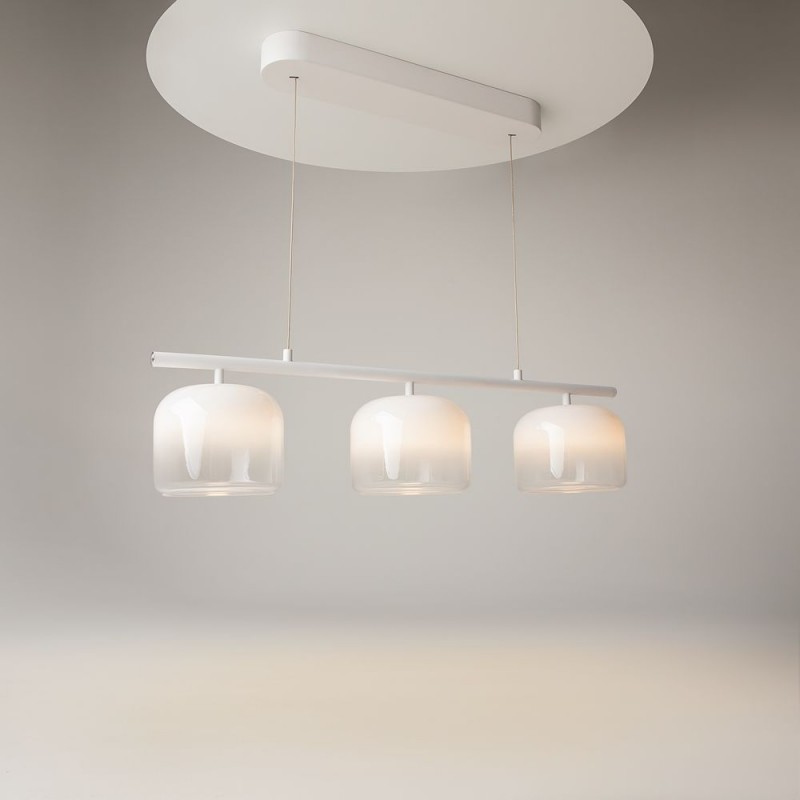 Maytoni-MOD286PL-L12W3K - Spirito - White 3 Light LED over Island Fitting with Ombre White Glass