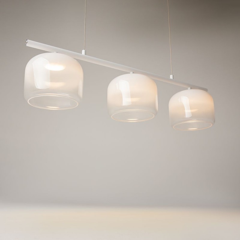 Maytoni-MOD286PL-L12W3K - Spirito - White 3 Light LED over Island Fitting with Ombre White Glass