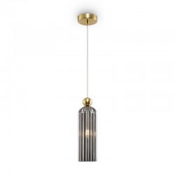 Antic - Gold Pendant with Ribbed Mirrored Glass