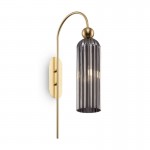 Antic - Smoky Ribbed Glass & Gold Wall Lamp Antic - Smoky Ribbed Glass & Gold Wall Lamp