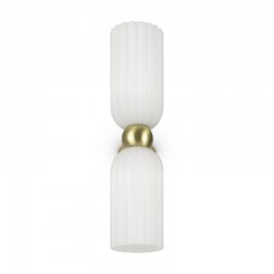 Antic - Gold Wall Lamp with Frosted Ribbed Glass Shades