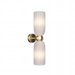 Antic - Gold Wall Lamp with Frosted Ribbed Glass Shades Antic - Gold Wall Lamp with Frosted Ribbed Glass Shades