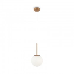 Basic Form - Matt Gold Pendant with White Glass Ø18