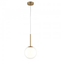 Basic Form - Matt Gold Pendant with White Glass Ø18