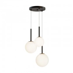 Basic Form - Black 3 Light Cluster Fitting with White Glasses Basic Form - Black 3 Light Cluster Fitting with White Glasses