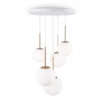 Basic Form - White 5 Light Cluster Fitting with White Glasses Basic Form - White 5 Light Cluster Fitting with White Glasses