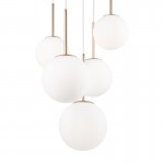 Basic Form - White 5 Light Cluster Fitting with White Glasses Basic Form - White 5 Light Cluster Fitting with White Glasses