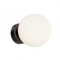 Basic Form - Black Wall Lamp with White Glass Ø15