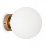 Basic Form - Matt Gold Wall Lamp with White Glass Ø18