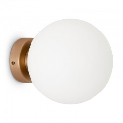 Basic Form - Matt Gold Wall Lamp with White Glass Ø18