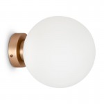 Basic Form - Matt Gold Wall Lamp with White Glass Ø20