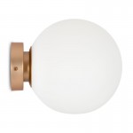 Basic Form - Matt Gold Wall Lamp with White Glass Ø20