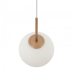 Basic Form - Matt Gold Pendant with White Glass Ø20