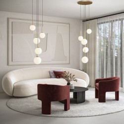 Basic Form - Gold 3 Light Cluster Fitting with White Glasses