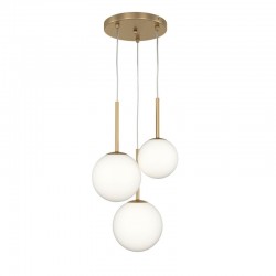 Basic Form - Gold 3 Light Cluster Fitting with White Glasses Basic Form - Gold 3 Light Cluster Fitting with White Glasses