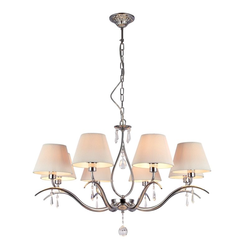 Ceiling Lights - Talia - White Fabric 8 Light Pendant -Nickel Maytoni-MOD334-PL-08-N - Talia - White Fabric 8 Light Pendant -Nickel
