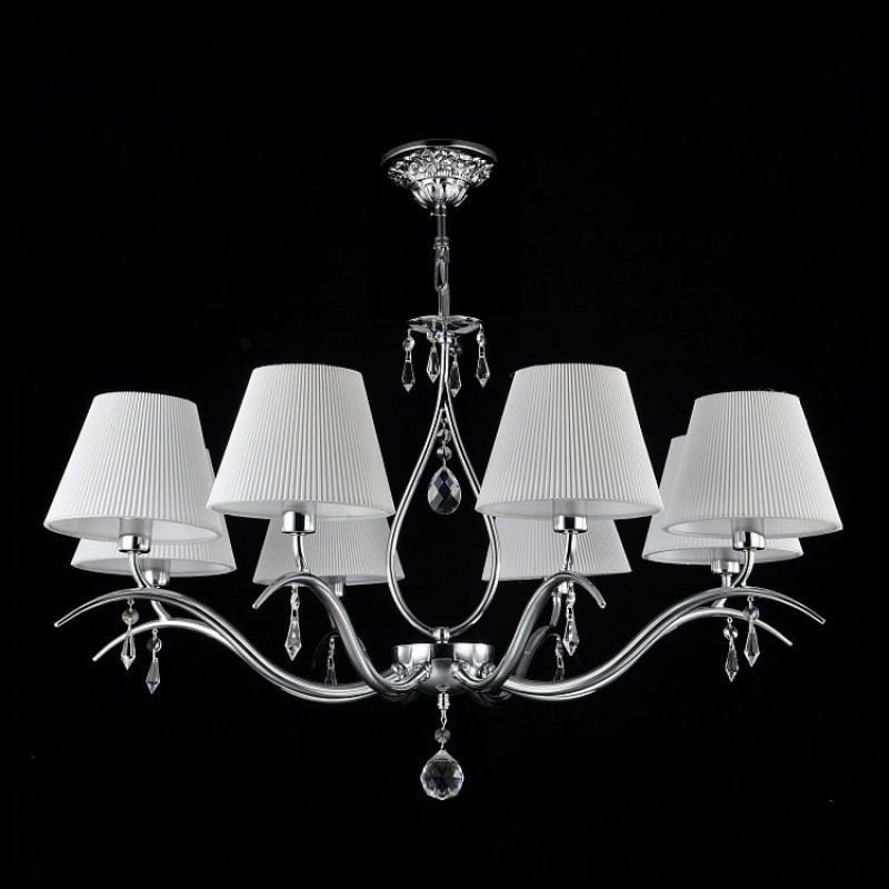 Ceiling Lights - Talia - White Fabric 8 Light Pendant -Nickel Maytoni-MOD334-PL-08-N - Talia - White Fabric 8 Light Pendant -Nickel