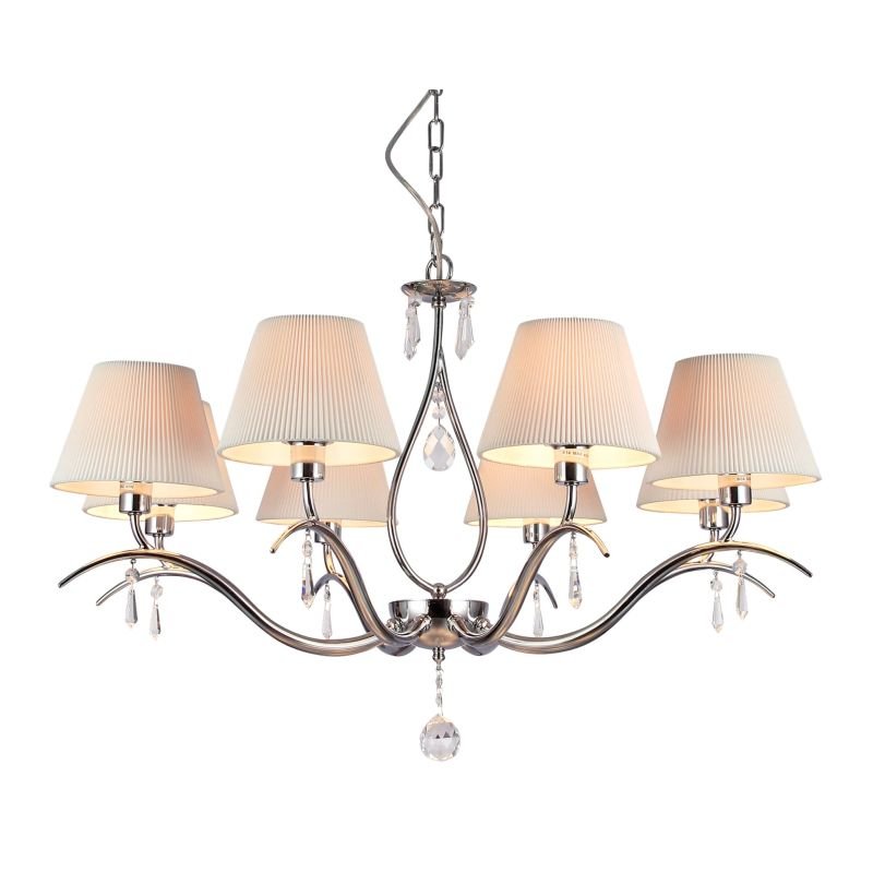 Ceiling Lights - Talia - White Fabric 8 Light Pendant -Nickel Maytoni-MOD334-PL-08-N - Talia - White Fabric 8 Light Pendant -Nickel