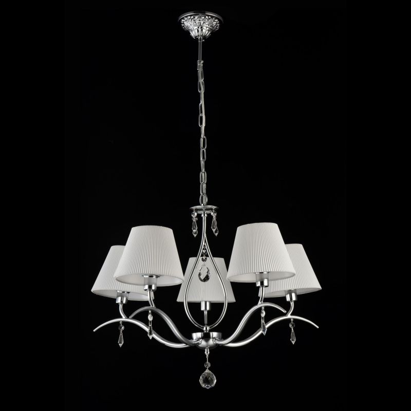 Ceiling Lights - Talia - White Fabric 5 Light Pendant -Nickel Maytoni-MOD334-PL-05-N - Talia - White Fabric 5 Light Pendant -Nickel