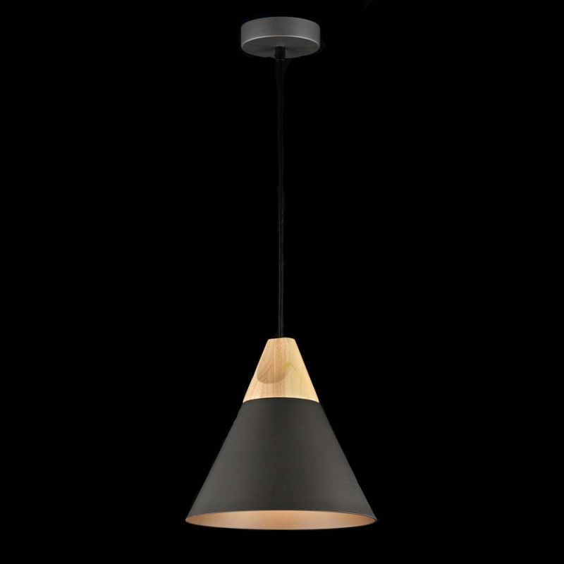 Maytoni-P359-PL-220-C - Bicones - Black Pendant with Wood Detail ∅ 22 cm