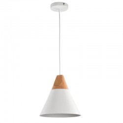 Bicones - White Pendant with Wood Detail ∅ 22 cm Bicones - White Pendant with Wood Detail ∅ 22 cm