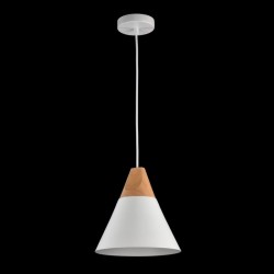 Bicones - White Pendant with Wood Detail ∅ 22 cm