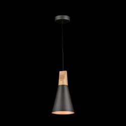 Bicones - Black Pendant with Wood Detail ∅ 14 cm Bicones - Black Pendant with Wood Detail ∅ 14 cm