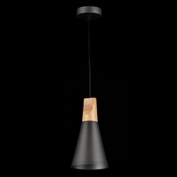 Bicones - Black Pendant with Wood Detail ∅ 14 cm