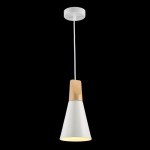 Bicones - White Pendant with Wood Detail ∅ 14 cm