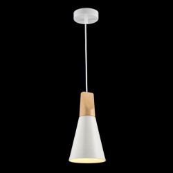 Bicones - White Pendant with Wood Detail ∅ 14 cm