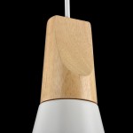 Bicones - White Pendant with Wood Detail ∅ 14 cm Bicones - White Pendant with Wood Detail ∅ 14 cm