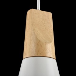 Bicones - White Pendant with Wood Detail ∅ 14 cm Bicones - White Pendant with Wood Detail ∅ 14 cm