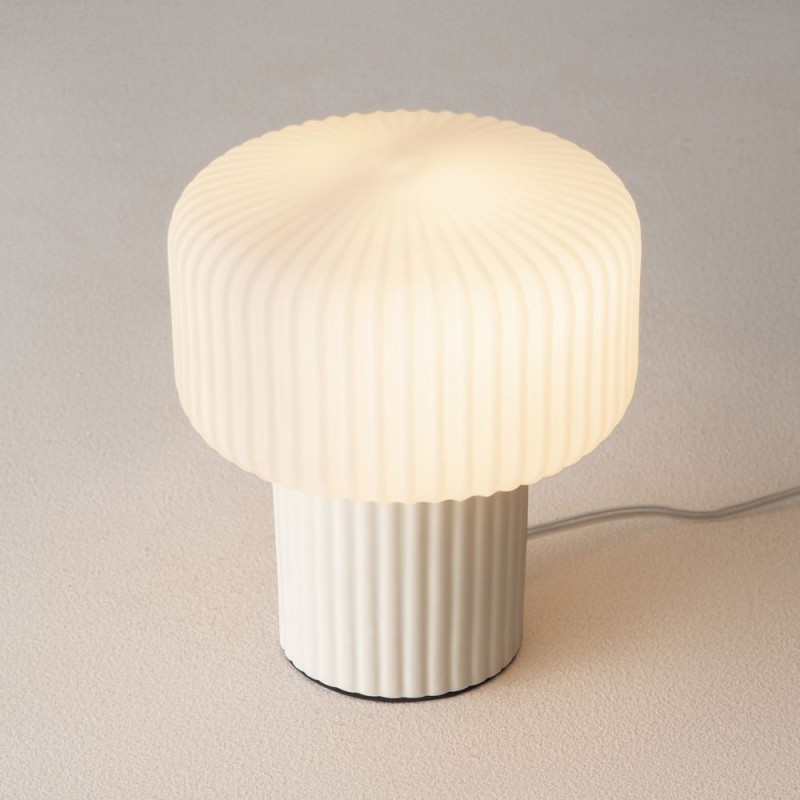 Maytoni-MOD404TL-01BG - Omaggio - Beige Table Lamp with White Ribbed Glass