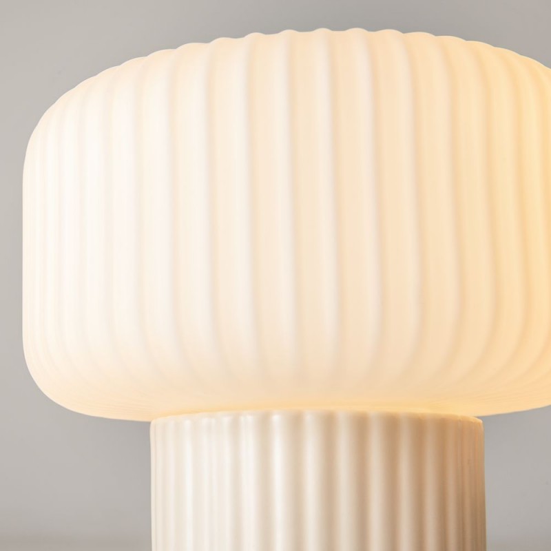 Maytoni-MOD404TL-01BG - Omaggio - Beige Table Lamp with White Ribbed Glass