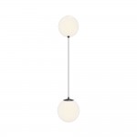 Twins - Black 2 Light LED Pendant with White Glass