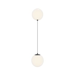 Twins - Black 2 Light LED Pendant with White Glass