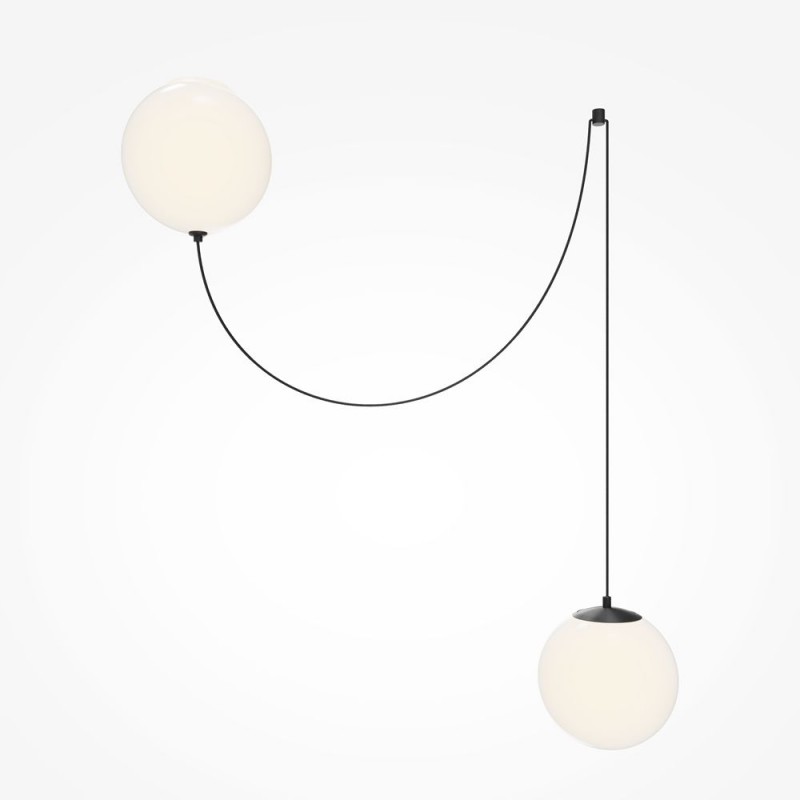 Maytoni-MOD427PL-L20B3K1 - Twins - Black 2 Light LED Pendant with White Glass