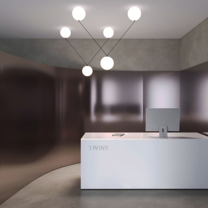 Maytoni-MOD427PL-L30B3K1 - Twins - Black 3 Light LED Pendant with White Glass