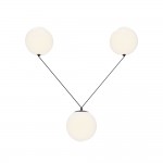 Twins - Black 3 Light LED Pendant with White Glass